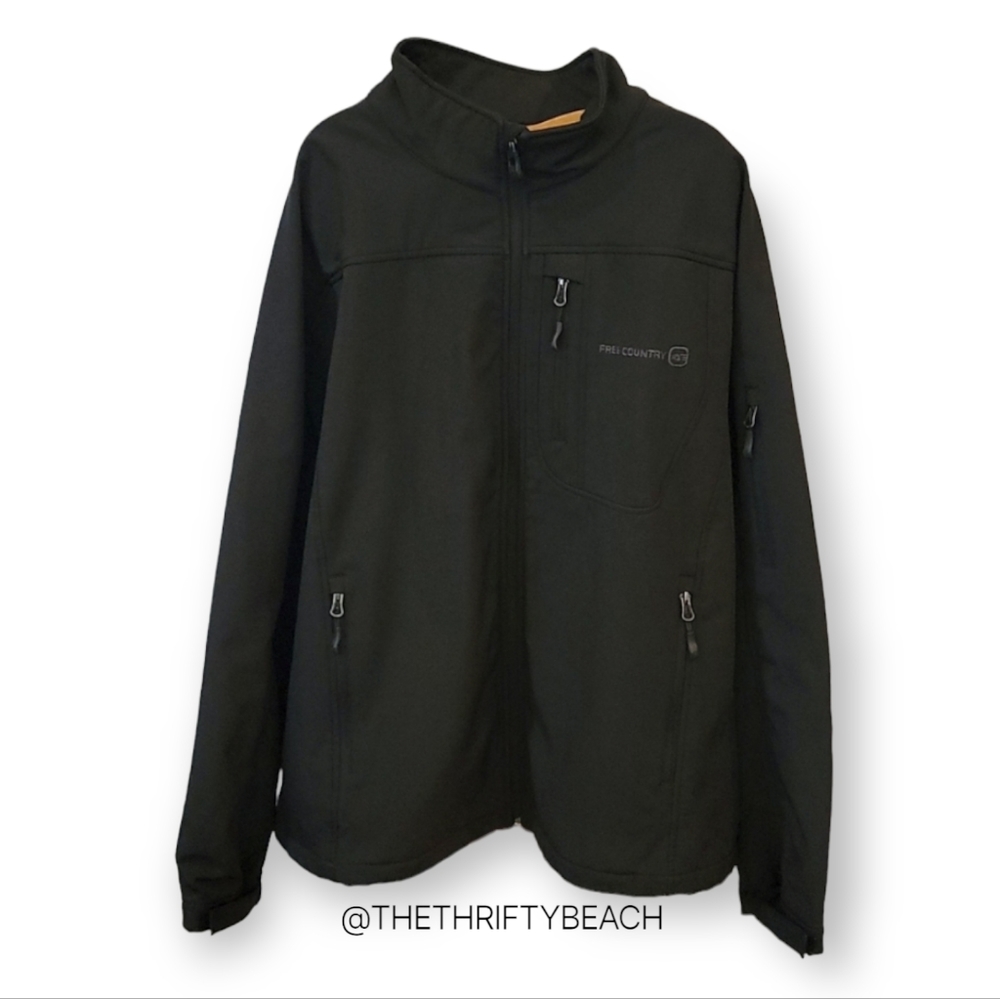 Free Country Men's Black Softshell Jacket Full Zip XXL